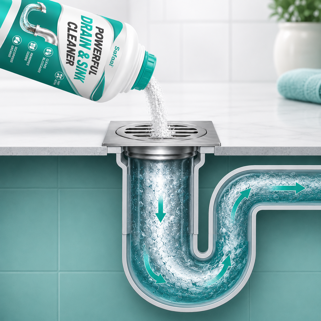 Safaai Drain & Sink Cleaner — Cleaner Pipes Fresher Home (Pack of 4)