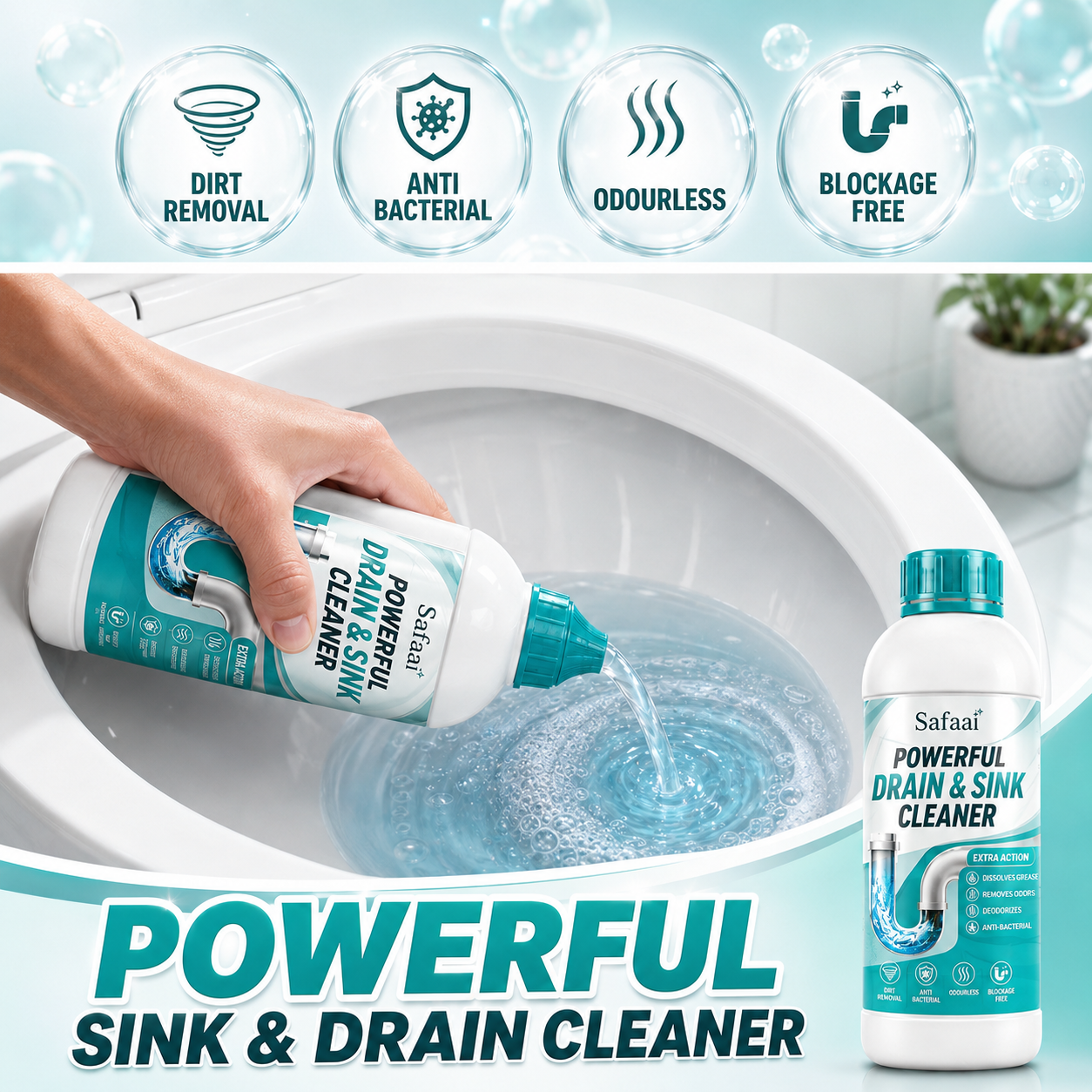 Safaai Drain & Sink Cleaner — Cleaner Pipes  Fresher Home (Pack of 4)